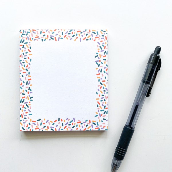 Sprinkles Notepad | Cute paper with magnetic back for lists on refrigerator or desk | colorful teacher gift and graduate school supplies