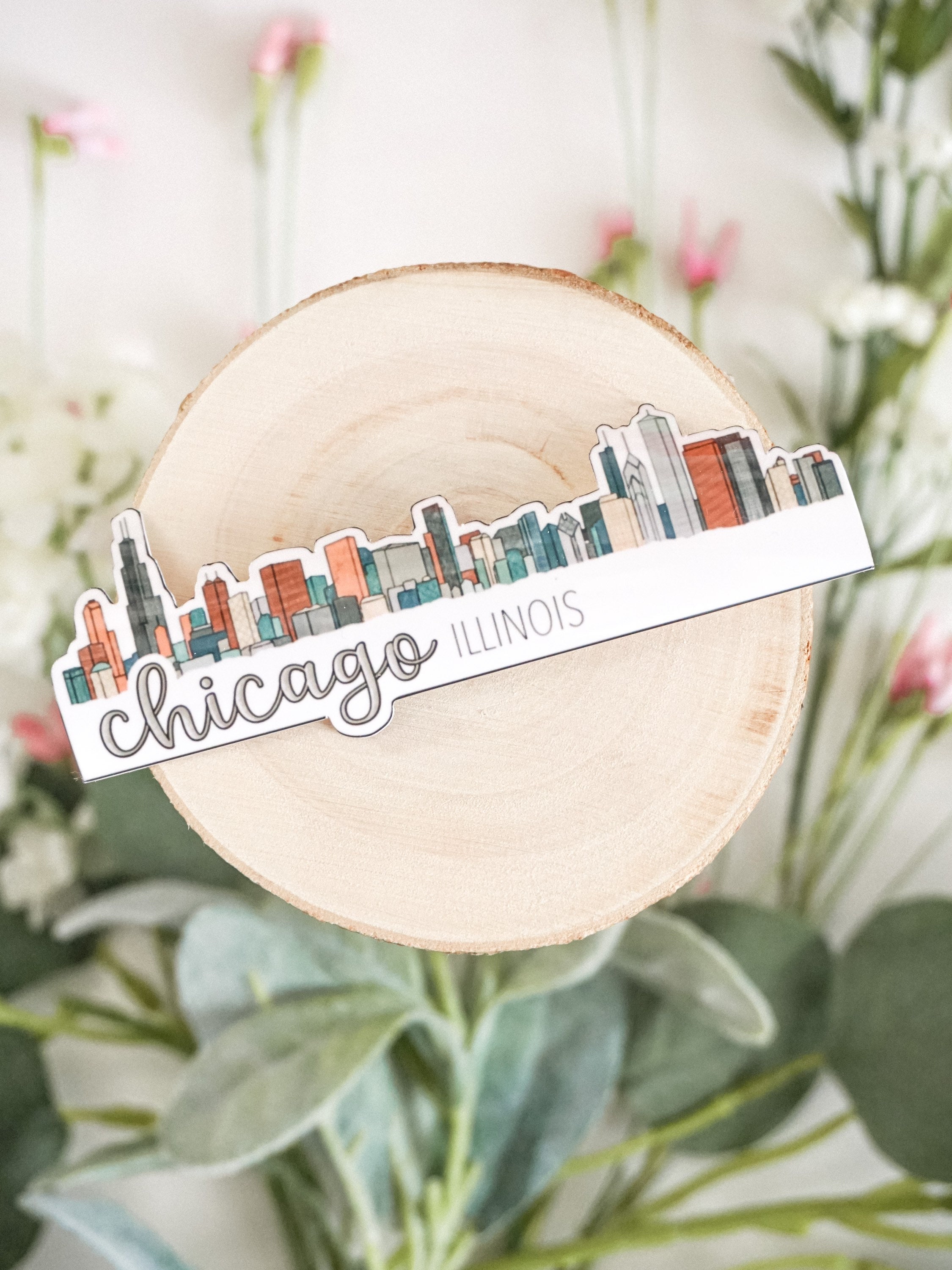 Printtoo Engraved Wooden Illinois Chicago City Fridge Magnet Souvenir Home  Decor 