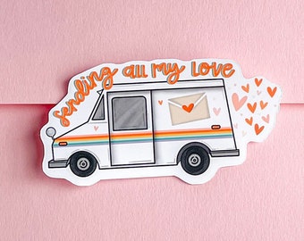 Sending my Love- shipping truck | packaging label sticker for Etsy Sellers | cute sticker for happy mail