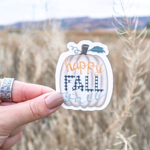 Happy fall y’all cute Pumpkin Halloween | Harvest gift | High Quality Waterproof Vinyl Sticker for laptops, water bottles, mirrors, journal