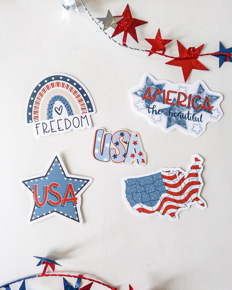 USA Flag | 4th of July | Independence Day America | High Quality Waterproof Vinyl Sticker | laptops, water bottles, mirrors, journal Bild 4