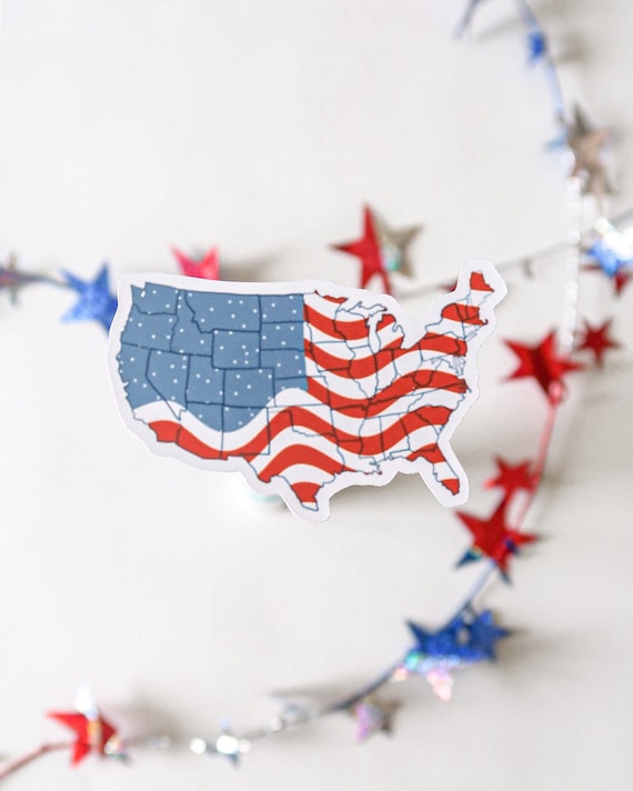 USA Flag | 4th of July | Independence Day America | High Quality Waterproof Vinyl Sticker | laptops, water bottles, mirrors, journal