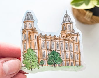 MANTI, (new full) Utah LDS Watercolor Temple | High Quality Waterproof Vinyl Stickers for the Church of Jesus Christ - Mormon