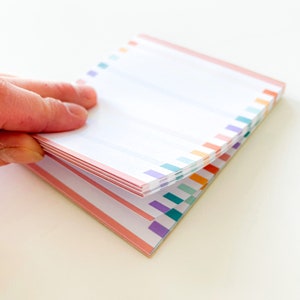 Rainbow colored Notepad | 40 pages with magnetic back for lists on refrigerator or desk| cute colorful stationery and school supply