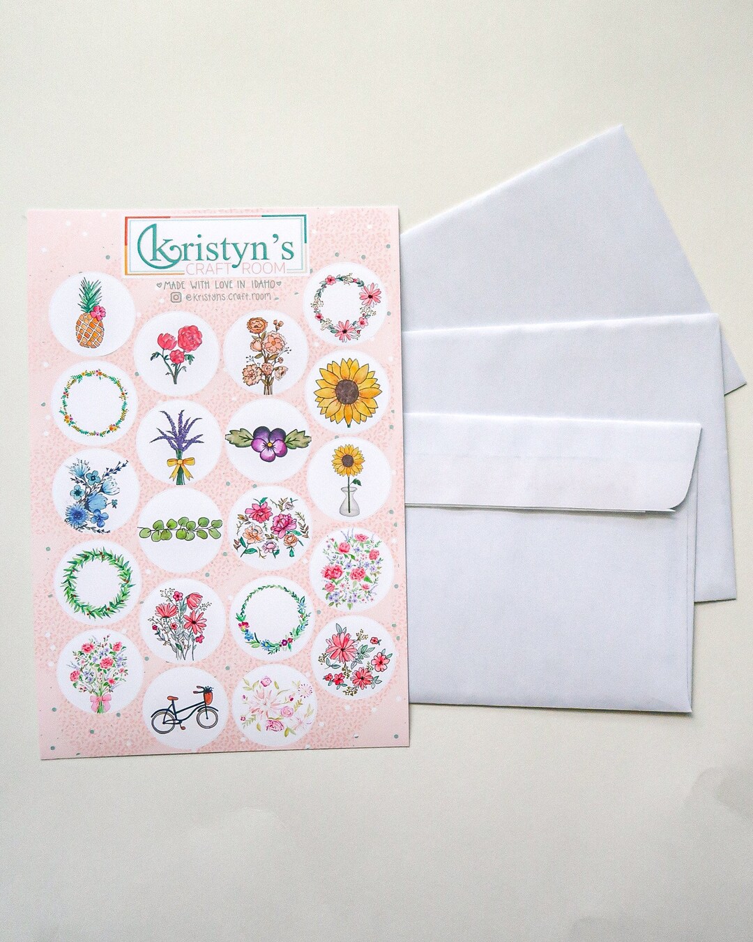 Floral envelope seals small round circle Sticker labels Etsy.de