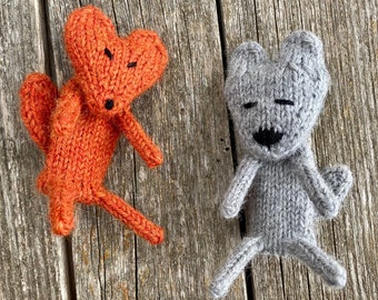 Fox finger puppet for kids, finger puppet knitting pattern, forest animal finger puppet pattern