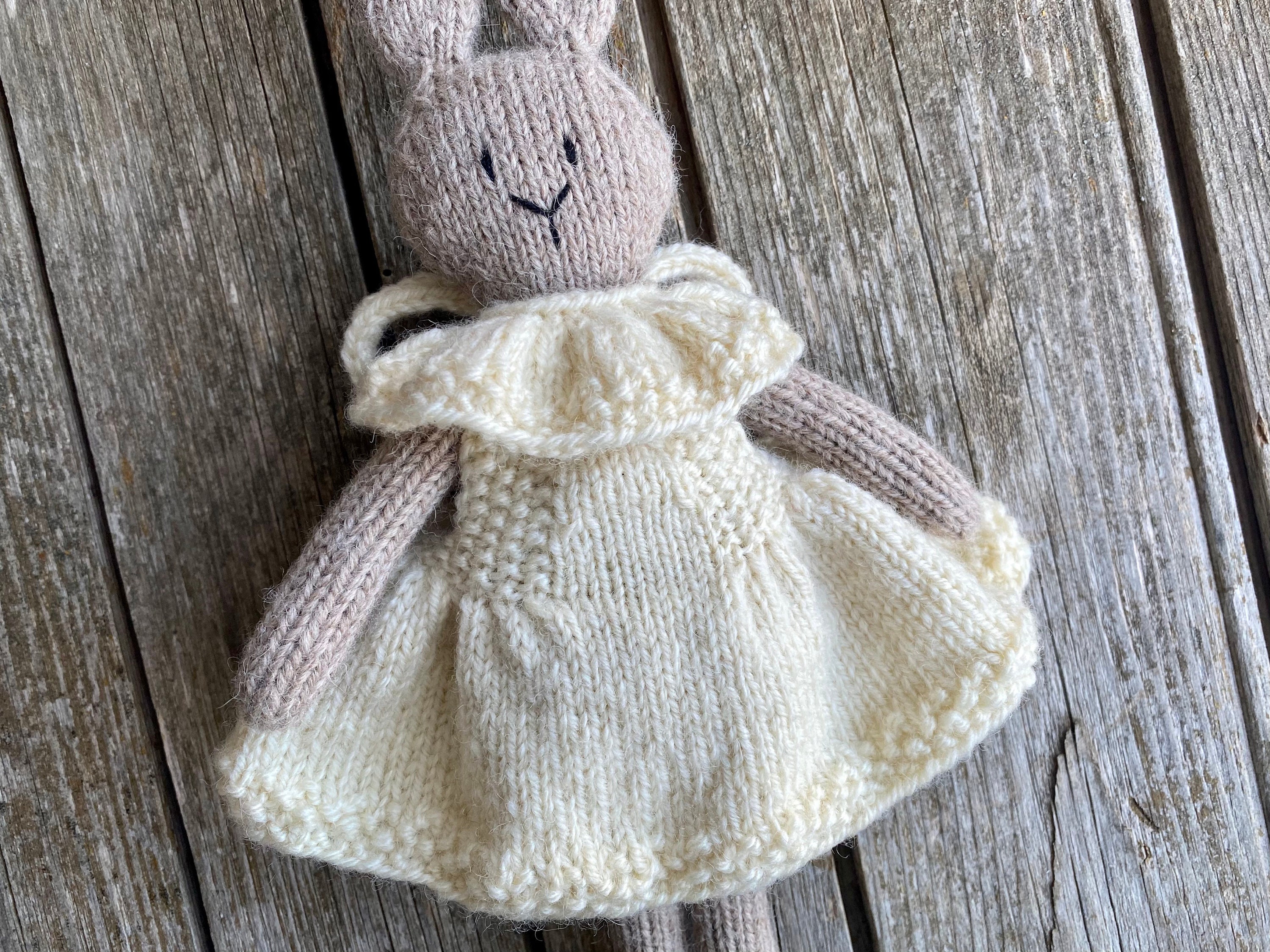 Stuffed Rabbit Dress Pattern Doll Dress Pattern, Knitted Bunny With Dress, Stuffed Animals Clothes ...