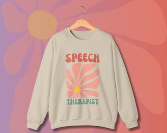 Speech Therapist Retro Flower Unisex Heavy Blend™ Crewneck Sweatshirt