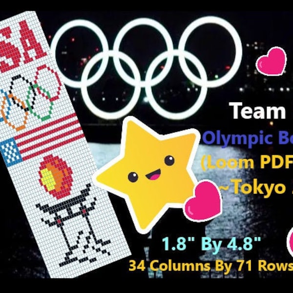 Olympic, Team USA, Bookmark or Small Bracelet Bead Pattern (PDF Loom Pattern DOWNLOAD)