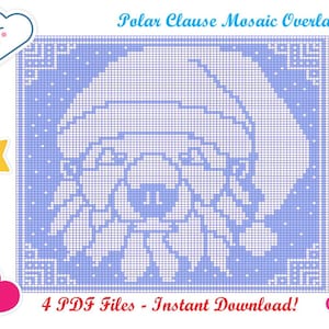 Mosaic Overlay Crochet Pattern, Polar Clause Bear, Instant PDF Download Only