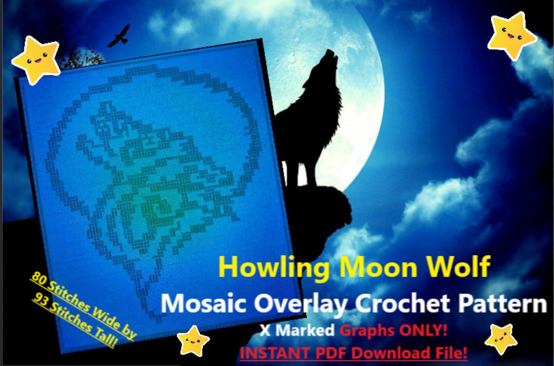 Mosaic Crochet Howling Moon Wolf Pattern (instant PDF Download) Etsy