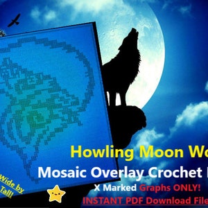Mosaic Crochet Howling Moon Wolf Pattern (Instant PDF Download)