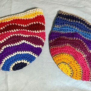 Brain Wave Beanies! Hand Crocheted Adult size multi colored hats!