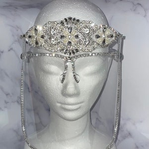 Face Shield for Weddings | Silver Bling Shield | Pretty Shield | Clear | Anti-Fog | Elaborate Events