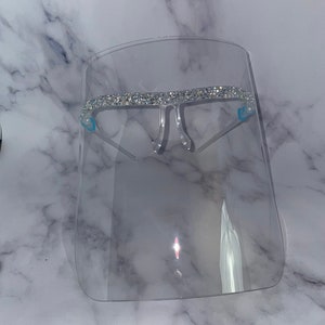Slightly Extreme Bling Shield | AB Rhinestone Face Shield | Clear Anti-Fog Face Cover