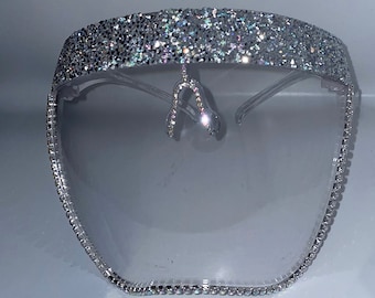 Extreme Bling Face Shield | Pretty Face Shield Weddings and Events | Prom and Graduation | Reusable Face Cover