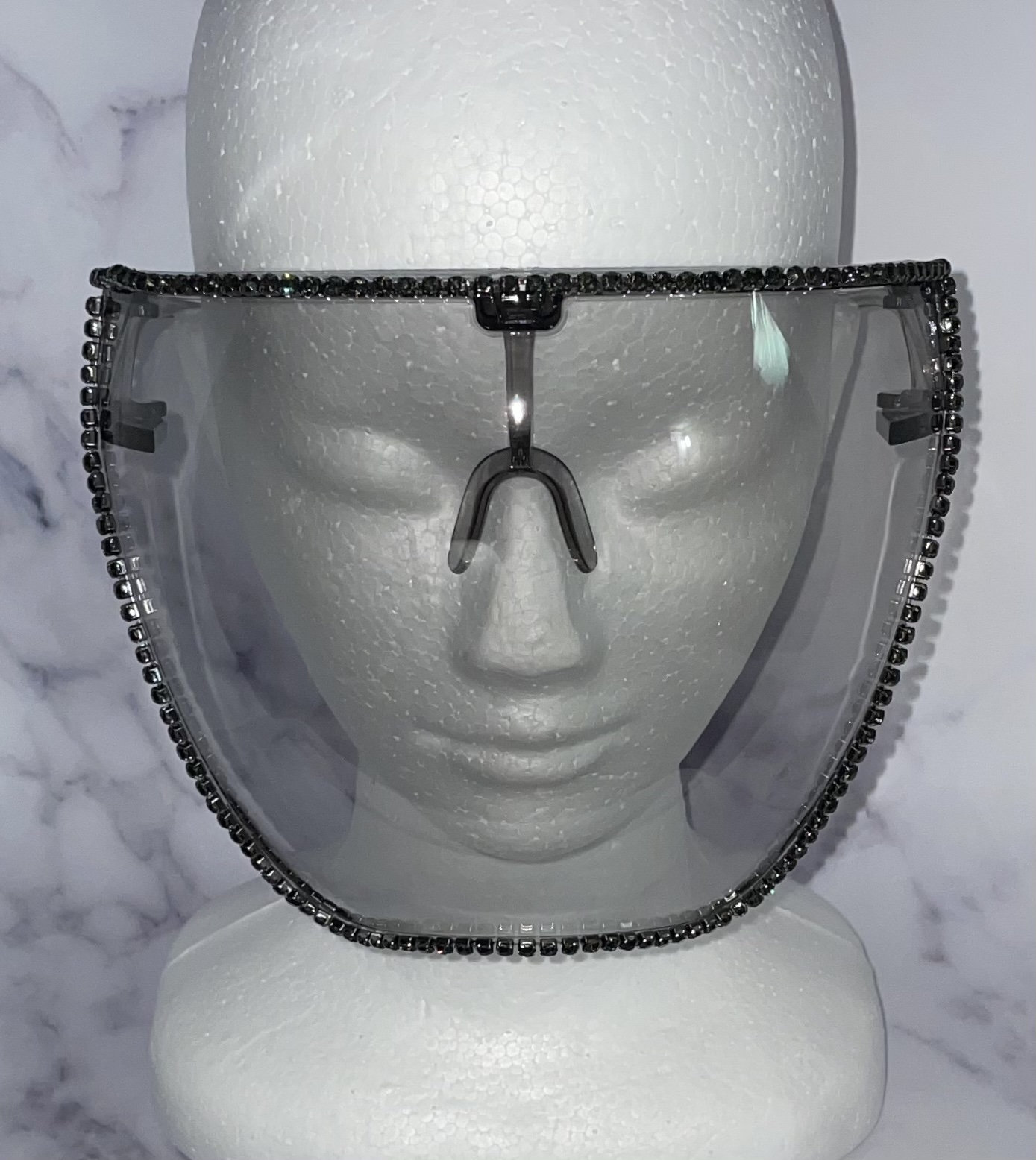 Tinted Face Shield Gunmetal Rhinestones Black Sturdy Etsy