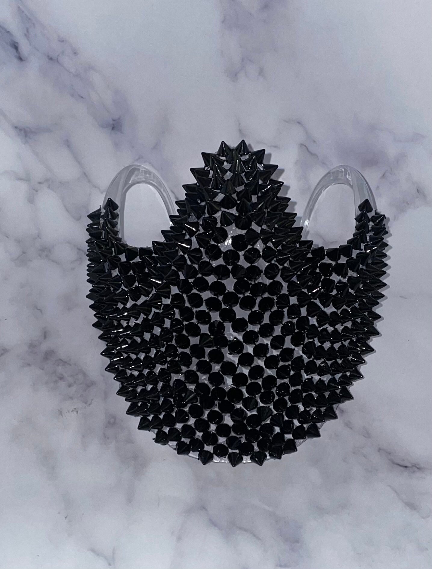 Black All Spiked Face Mask | Clear PC | Nose & Mouth Cover | Unisex | Cosplay | Mouth Shield