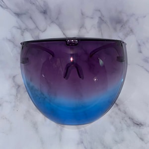 Purple & Blue Ombré Face Shield with a Dap of Bling | Gradient Face Shield | Bling Face Shield | Sleek | Curved Fit | Rhinestones