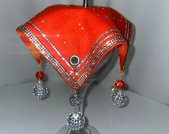 Orange Bling Drink Cover | Embellished Wine Glass Protector