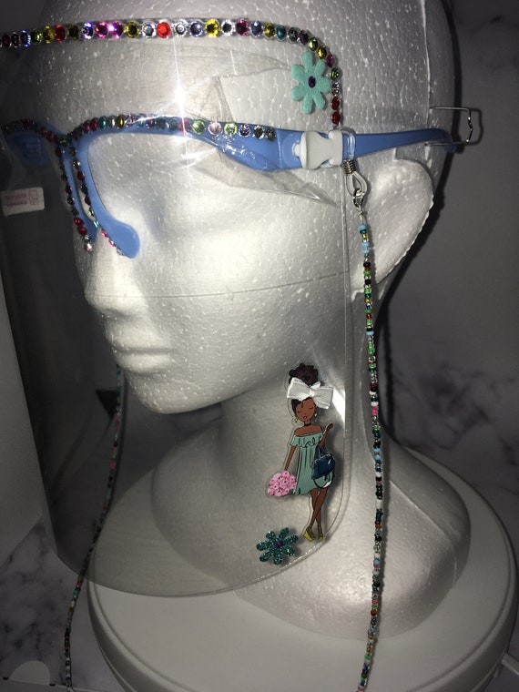 Bedazzled Children's Face Shield | Girly Art Decal, Back to School PPE