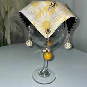 Funda para bebidas de abeja amarilla / Margaritas / Funda para vasos con brillo para fiestas