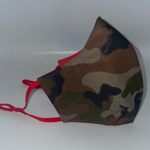 Camouflaged Face Mask | with Red Lining | Unisex | Washable | Cotton Mask