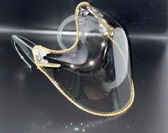 Clear Face Mask with Gold Rhinestone Bling | Anti-fog