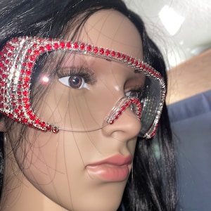 Red Rhinestone Eye Goggles | Eye Shield | for Nurses | DIY Projects
