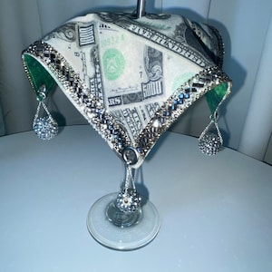 The Denero Cup Cover | Money Print | Anti-Spike Lid | Reusable Drink Protector | Handmade Wineglass Cozie Dollie