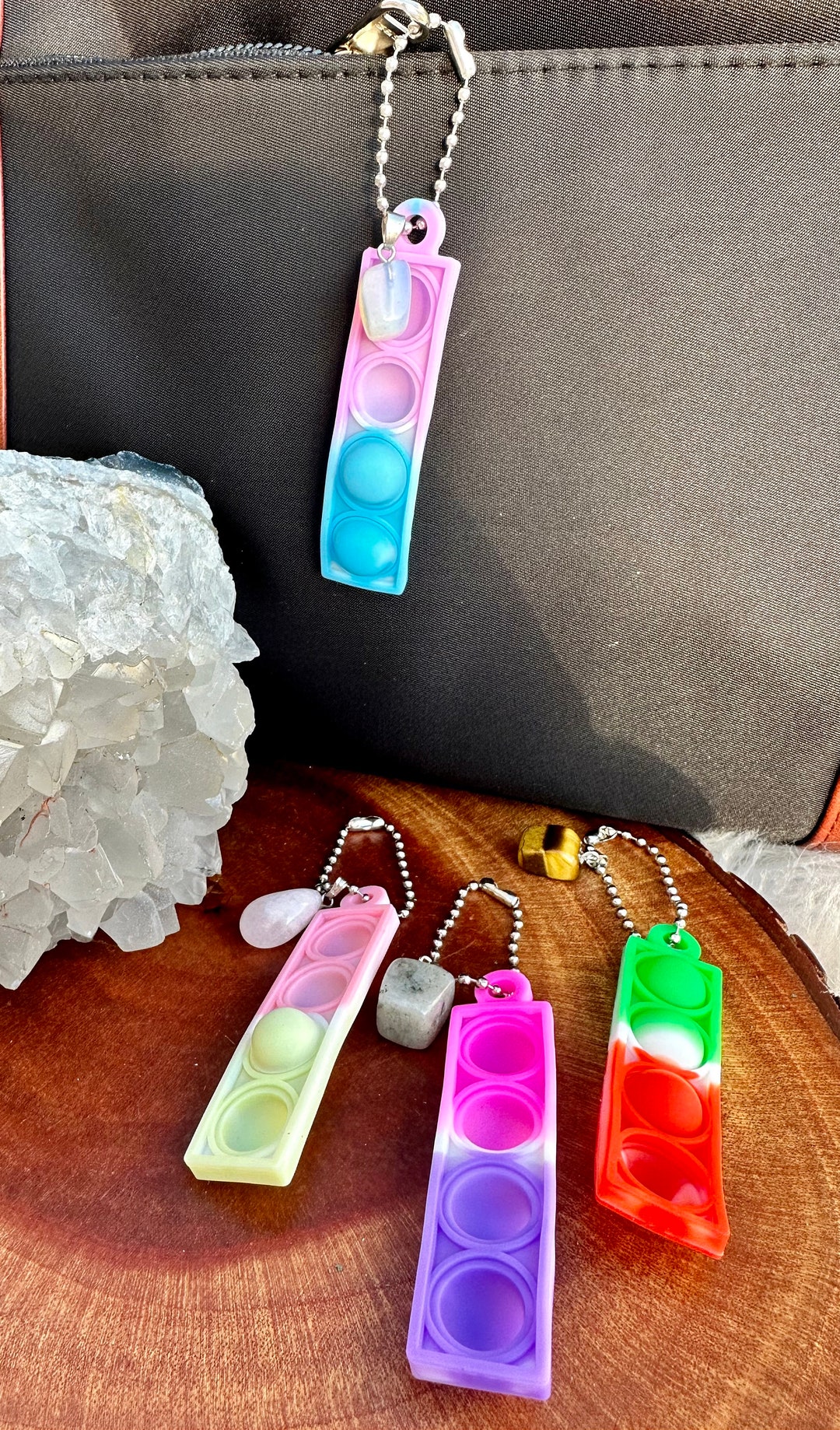 Mini Crystal Fidget Keychains Popping Keychain for Fidgeting Etsy