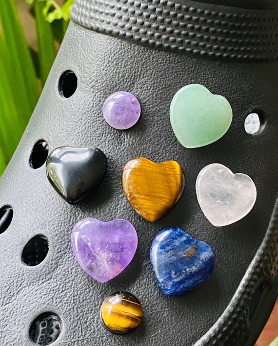 Rose Quartz, Amethyst, Obsidian, Sodalite, Green Aventurine, or Tigers Eye Heart Croc Charm