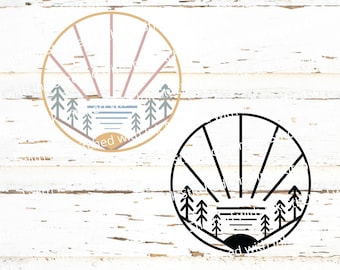 Mountains SVG, Sunset Svg, Mountain scene Svg, Landscape Svg, Boho SVG, Minimalist Svg, Nature Svg, Camping Svg, Adventure Svg, forest svg