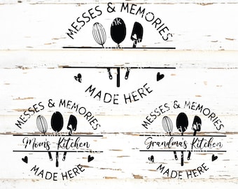 Grandmas Kitchen SVG, Kitchen Svg, Baking Svg, Messes and Memories Svg, split Monogram Svg, Grandma Svg, Kitchen Sign Svg, cutting board Svg