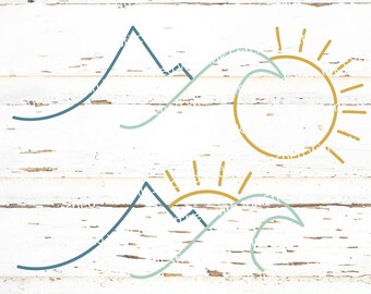 Mountain Svg, Wave Svg, Sunshine Svg, Outdoor Svg, Nature Svg, Adventure Svg, Minimalist Svg, Ocean Svg, Mountain decal, Sun svg, Waves Svg