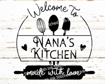 Nana's Kitchen SVG, Grandmas Kitchen SVG, Kitchen Svg, Baking Svg, split Monogram Svg, Nana Svg, Kitchen Sign Svg, cutting board Svg, Png