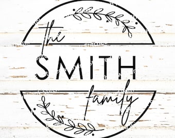 Cirkelmonogramsvg, kransmonogramsvg, efternamnsvg, namnmonogramsvg, familjemonogramsvg, familjeskyltsvg, delat monogram, namnskylt