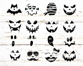 Pumpkin face SVG, Halloween SVG, Jack O Lantern SVG, Pumpkin Svg, Halloween Face Svg, Jack-o-lantern Svg, Vampire Svg, Frankenstein Svg, Bat