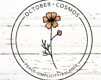 Cosmos SVG, October Birth Month Flower, October Birthday Flower, Floral Line Art Clip Art, Hand Drawn Flower, marigold svg, cosmos flower