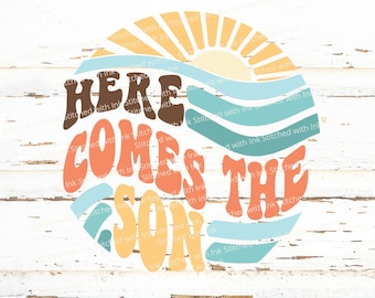 Here comes the son baby shower, Baby announcement, Retro Svg, sunshine baby shower, Son Svg, Here comes the son Png, groovy baby shower