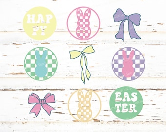 Retro Easter Bunny Coquette PNG, Happy Easter Png, Pink Easter Bow Png, Retro Checkered Easter Png, Floral Spring Png, Girls Pink Easter Png