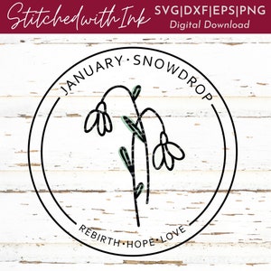 Janvier naissance mois fleur, fleur perce-neige svg, mois de naissance fleur signifiant svg, fleur de naissance svg, impression de fleur de naissance, cadeau de fleur de naissance