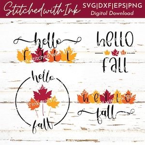 Hello Fall Svg, Hello Fall Png, Leaves Svg, Fall Svg, Fall Svg Bundle, Fall Svg Designs, Fall Leaves Svg, Fall sign Svg, Autumn Svg,Fall Png