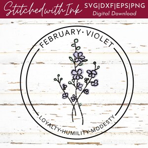 Février mois de naissance fleur, fleur violette, fleur de mois de naissance signifiant svg, fleur de naissance svg, fleur violette png, imprimé de fleur de naissance, cricut