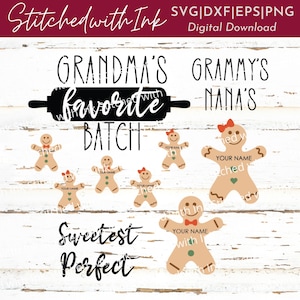 Lote favorito de pão de gengibre SVG, pão de gengibre SVG, Grammy Svg, Nana Svg, homem-biscoito svg, clipart de pão de gengibre, vovó Svg, família Svg