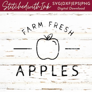 Farm Fresh Apples SVG, Farm Fresh sign svg, Farm Fresh SVG, Farmers Market Svg, Apple contorno Svg, Apple pomar Svg, sinal de outono Svg, Outono