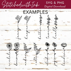 Fleur du mois de naissance SVG, svg de tige de fleur, fleur de naissance Svg, Svg de nom de fleur, svg de nom personnalisé, svg de fleurs sauvages, Svg de fête des mères, svg de signe de nom