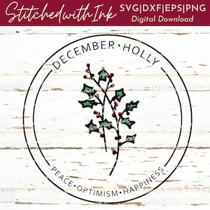 Holly PNG, december geboortemaand bloem SVG, Holly SVG, geboortebloem SVG, botanische SVG, Holly clipart, Holly Berry SVG, december verjaardag