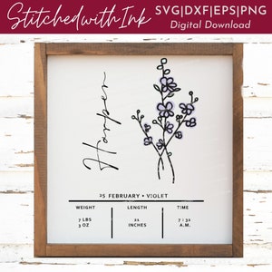 Babystatistieken SVG,Baby geboortestatistieken Svg,Februari Geboortebloem,Geboortemaandbloem Svg,Geboortestatistieken teken,geboorteteken,digitaal geboortekaartje