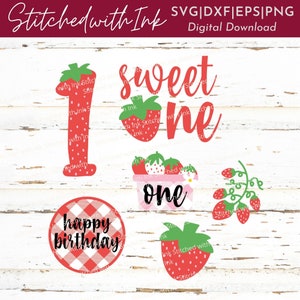 Premier anniversaire de baies, 1er anniversaire de baies, fraise Svg, ma chérie, premier anniversaire svg, anniversaire fraise, png fraise, anniversaire fille